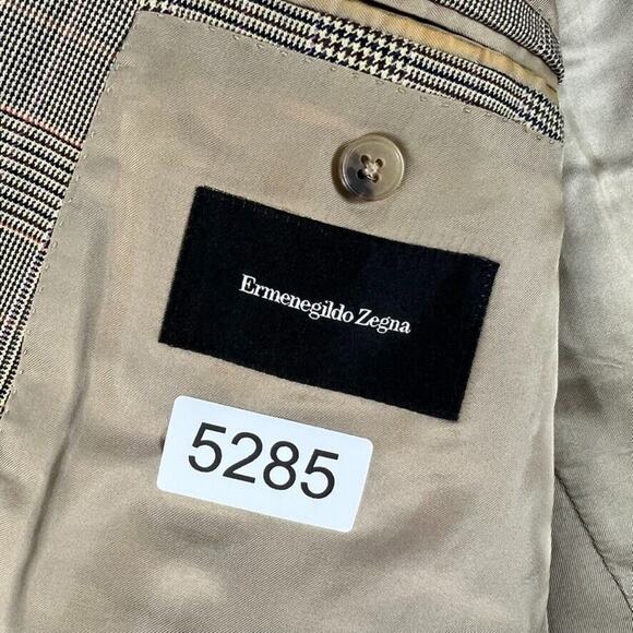 Ermenegildo Zegna Blazer Men 56R Gray Glen Plaid Check Flannel 100% Wool - Picture 5 of 12